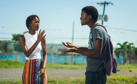 Young man and woman communicating